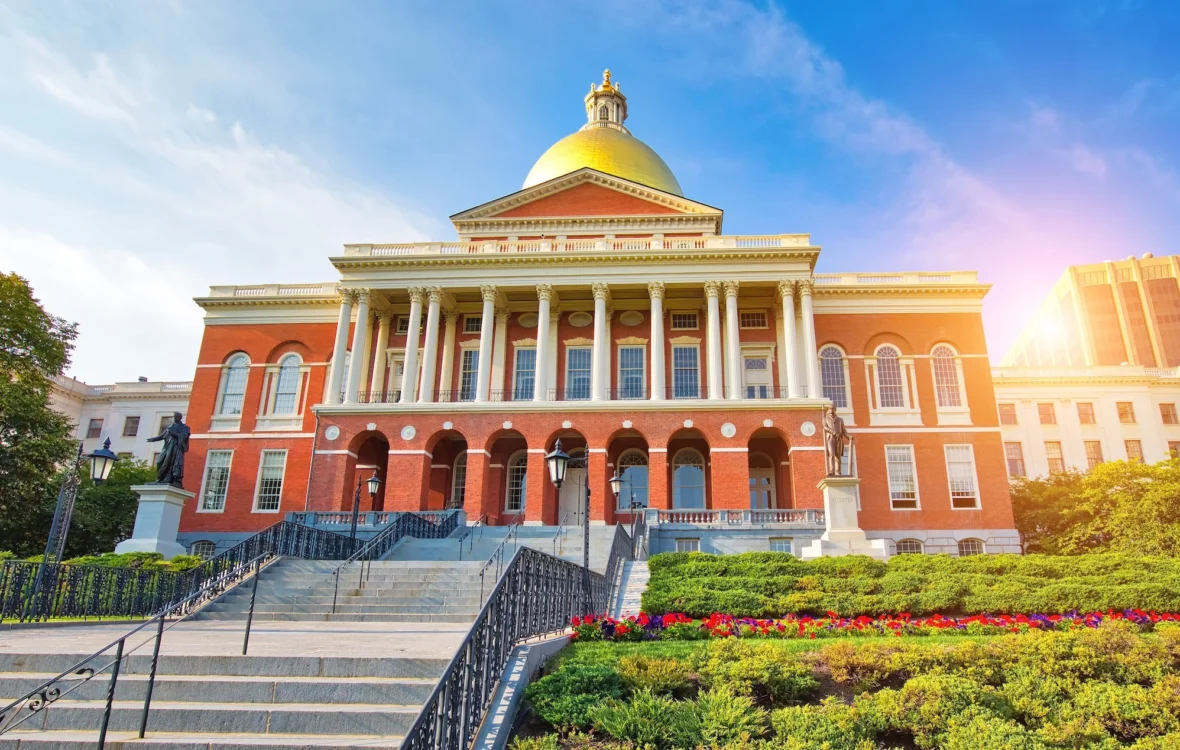 Massachusetts State House in Boston historic city center