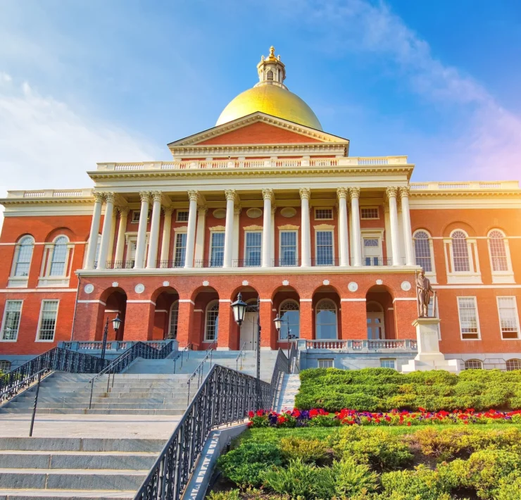 Massachusetts State House in Boston historic city center