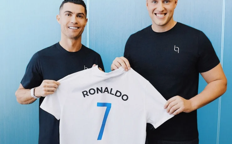 Cristiano Ronaldo and Vadim Fedotov celebrate Ronaldo's investment in Bioniq