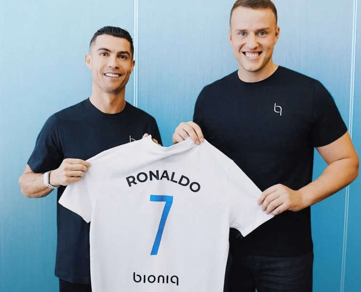 Cristiano Ronaldo and Vadim Fedotov celebrate Ronaldo's investment in Bioniq