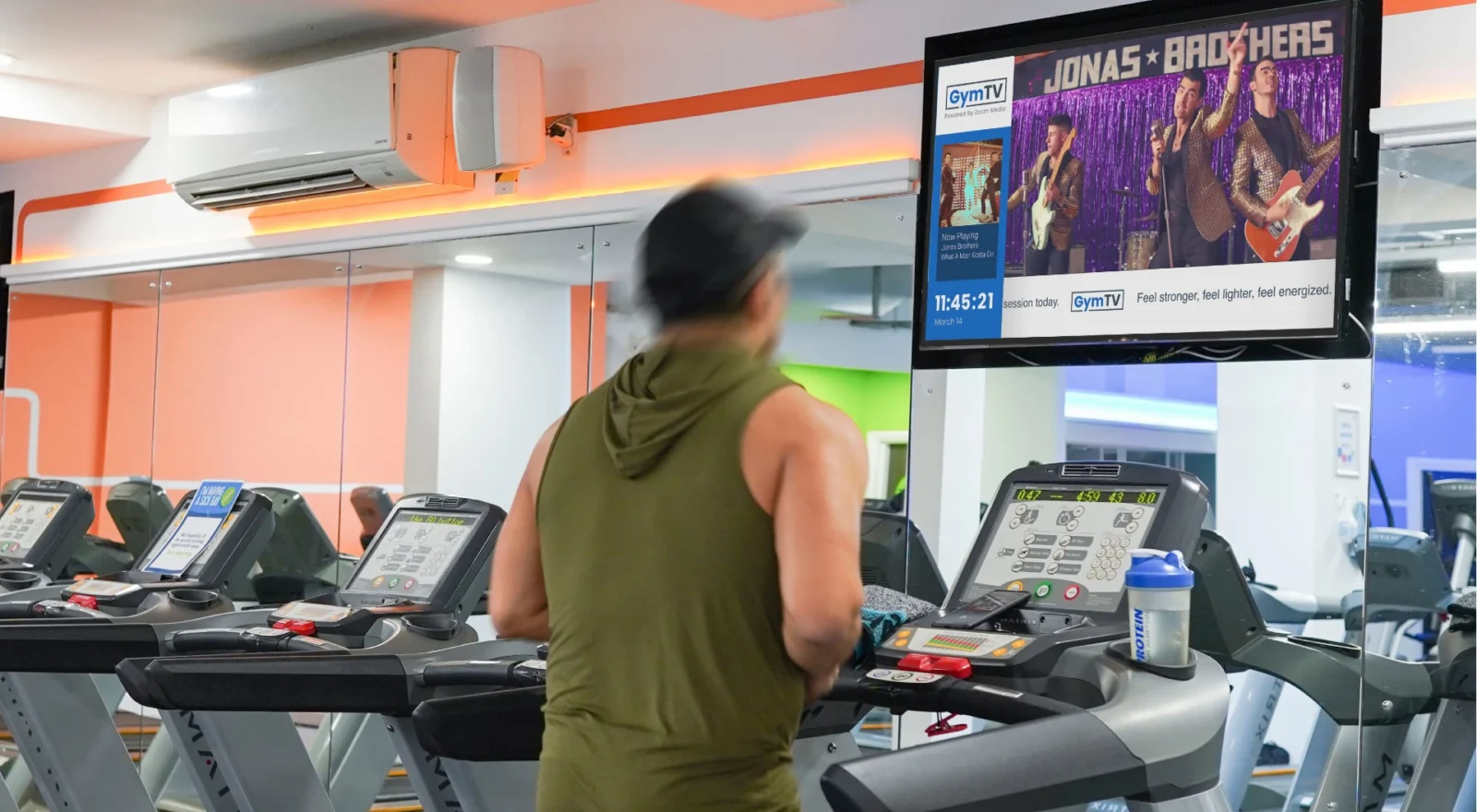 Man running on treadmill