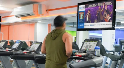 Man running on treadmill