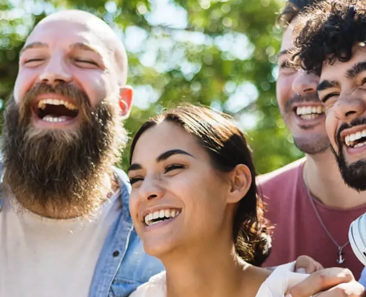 a group of smiling people