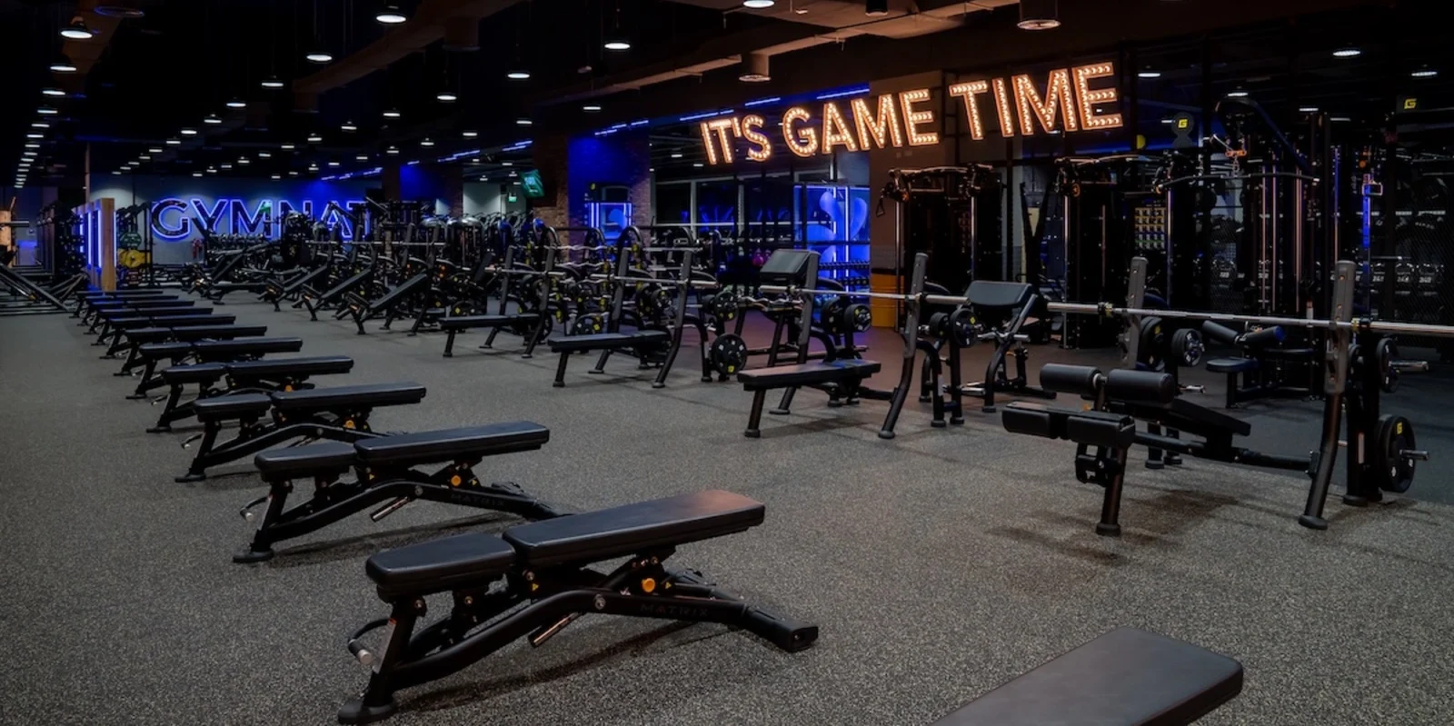 The interior of a GymNation in Dubai