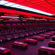 Commando fitness studio in Mexico featuring treadmills, step boxes