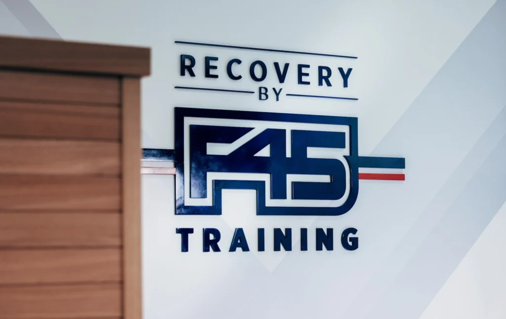 Recovery by F45 Training sign