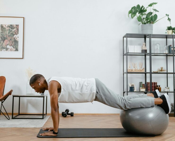 man working out at home