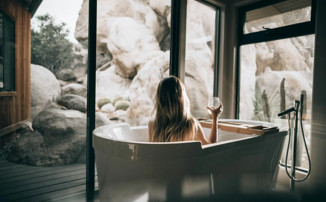 a woman in a tub