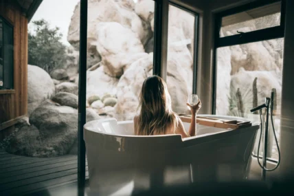 a woman in a tub