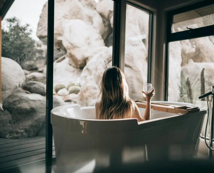 a woman in a tub