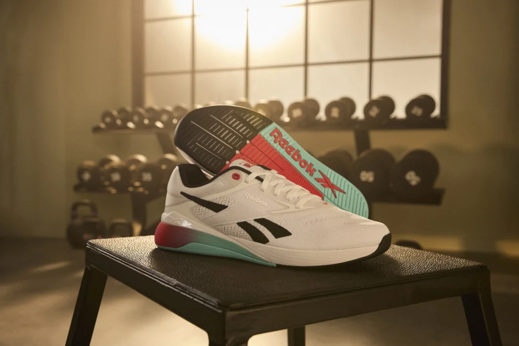 The new Reebok Nano X5 Training shoe in a gym setting