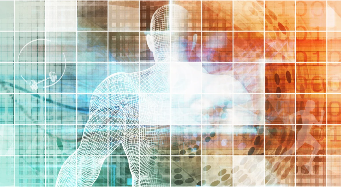 futuristic design of a holographic man