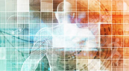 futuristic design of a holographic man