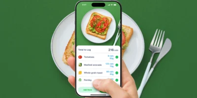 a MyNetDiary app user scanning a meal with their new AI feature