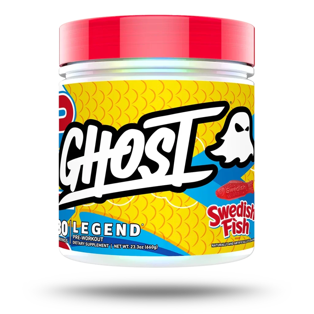 Ghost pre-workout powder in Swedish Fish flavor