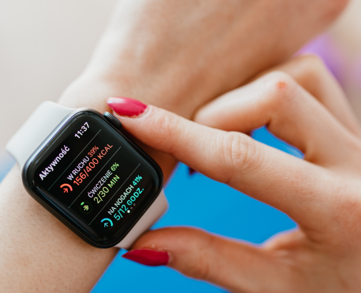 closeup of woman wearing smartwatch