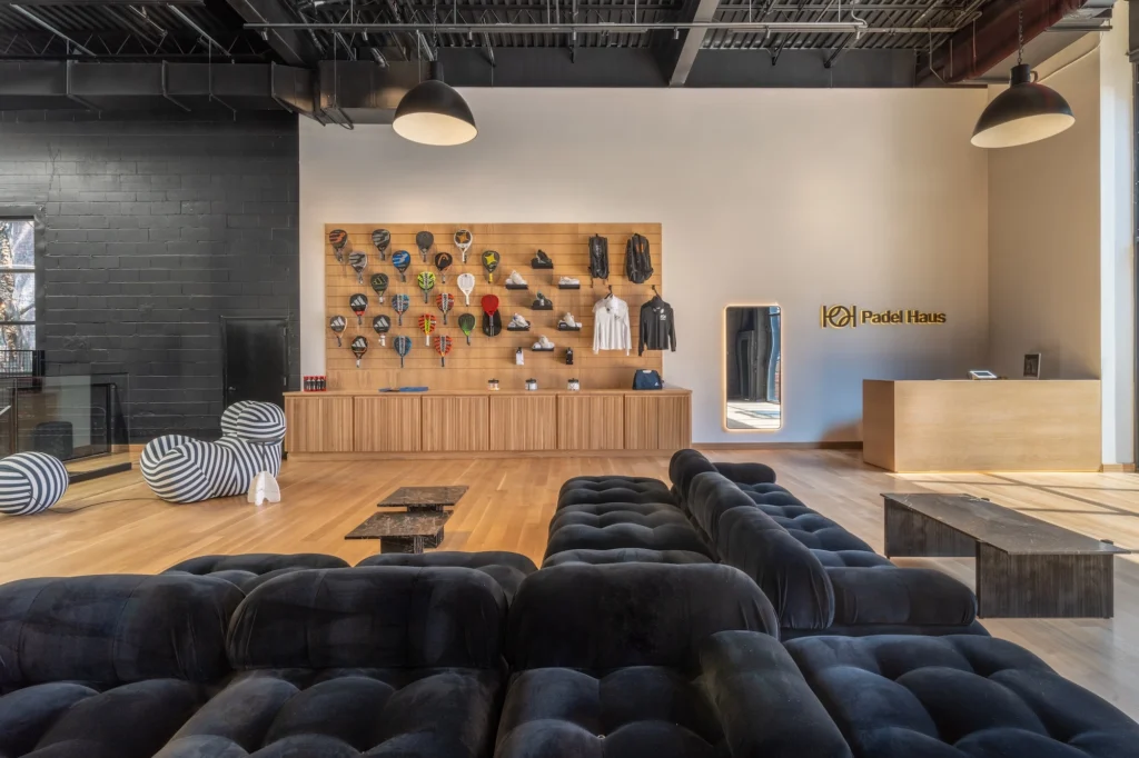 Padel Haus reception area in Dumbo, Brooklyn