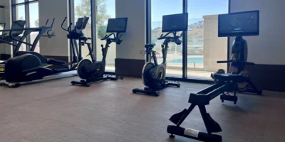 Echelon fitness equipment inside an apartment building