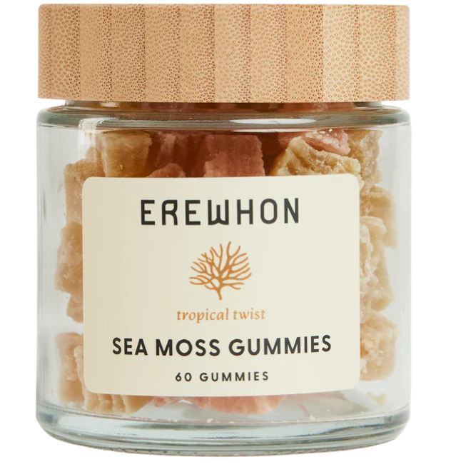 Erewhon sea moss gummies in a jar.