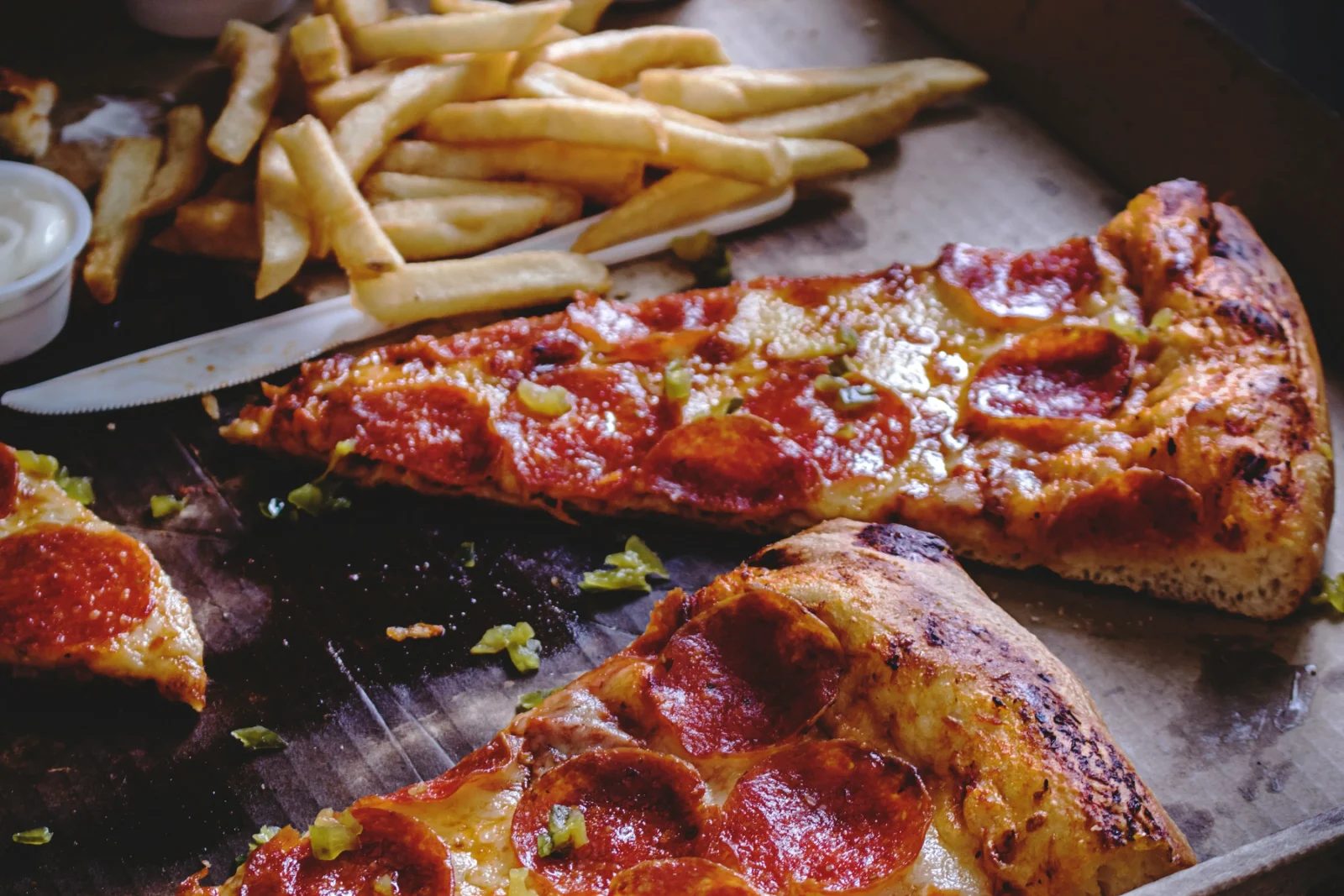 pizza and fries/highly processed foods