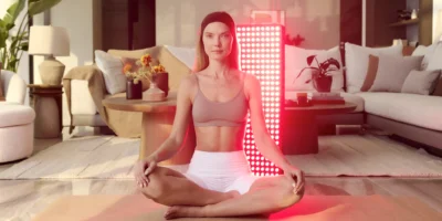 a woman using red light therapy from BON CHARGE