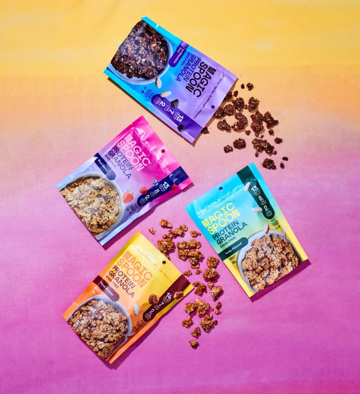 an image of the new Magic Spoon protein granola cereal options