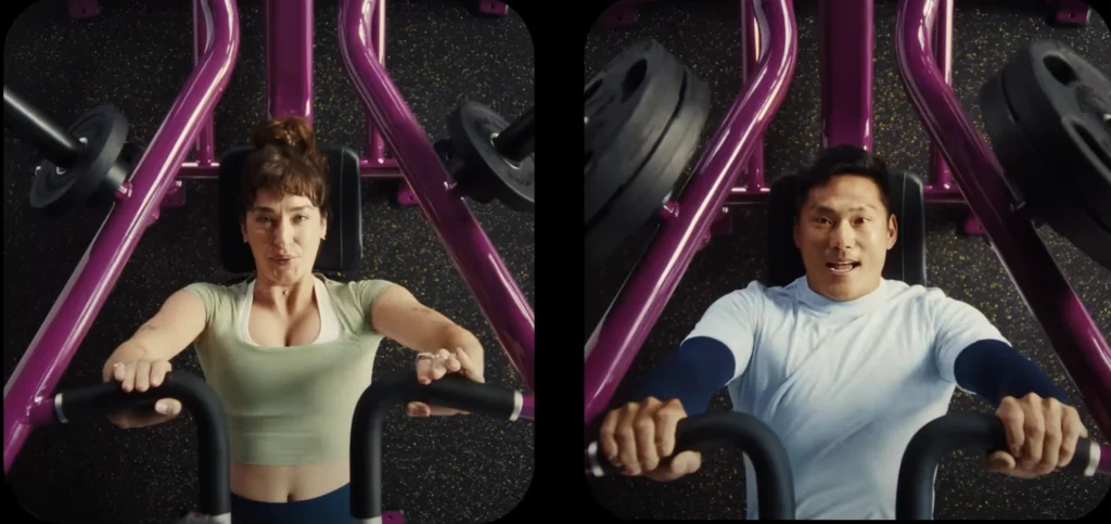 man and woman work out on Planet Fitness gym equipment