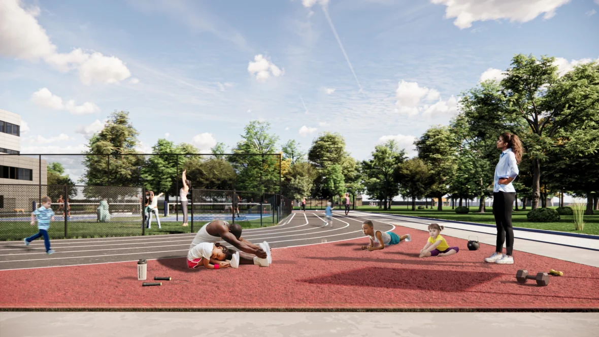 a rendering of a PHIT Center where youth and the community can get active