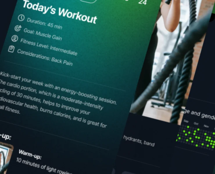 a screen image of Kiwi Fitness app and its personal coaching features