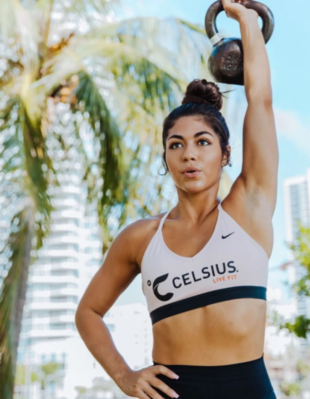a woman lifting weights