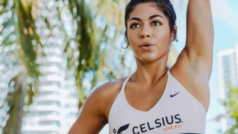 a woman lifting weights