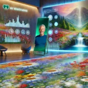 a scene of an interactive avatar from AI Wellness promoting visual healing.