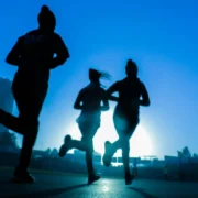 women running at night