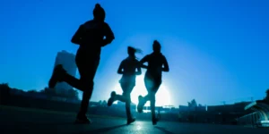 women running at night