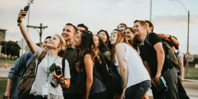 a group of college students