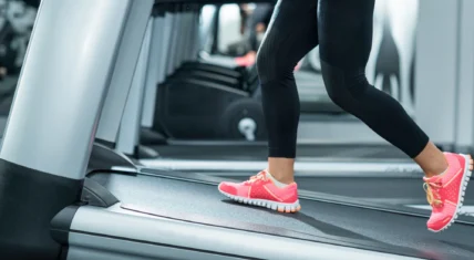 Person on inclined treadmill