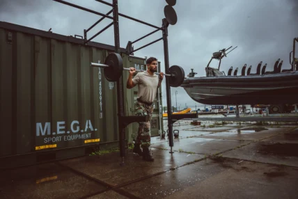 a military member working out