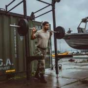 a military member working out