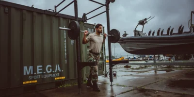 a military member working out
