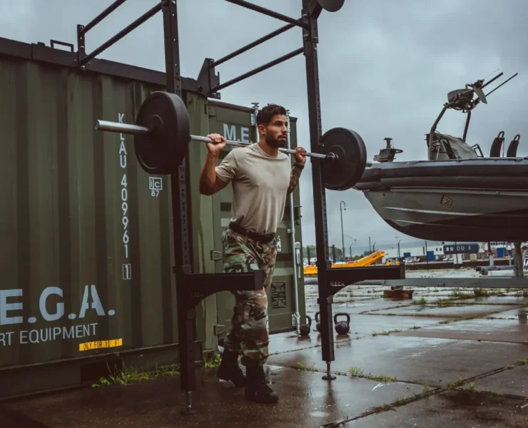 a military member working out