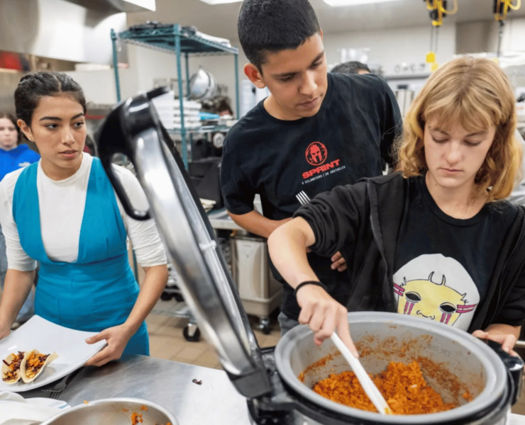 kids cooking with Common Threads