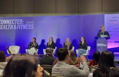 women speak on a fitness industry panel discussion