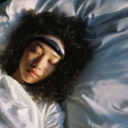 woman wears a somnee sleep headband