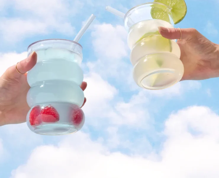 Shed clear protein hydration drinks in the sky, toasting