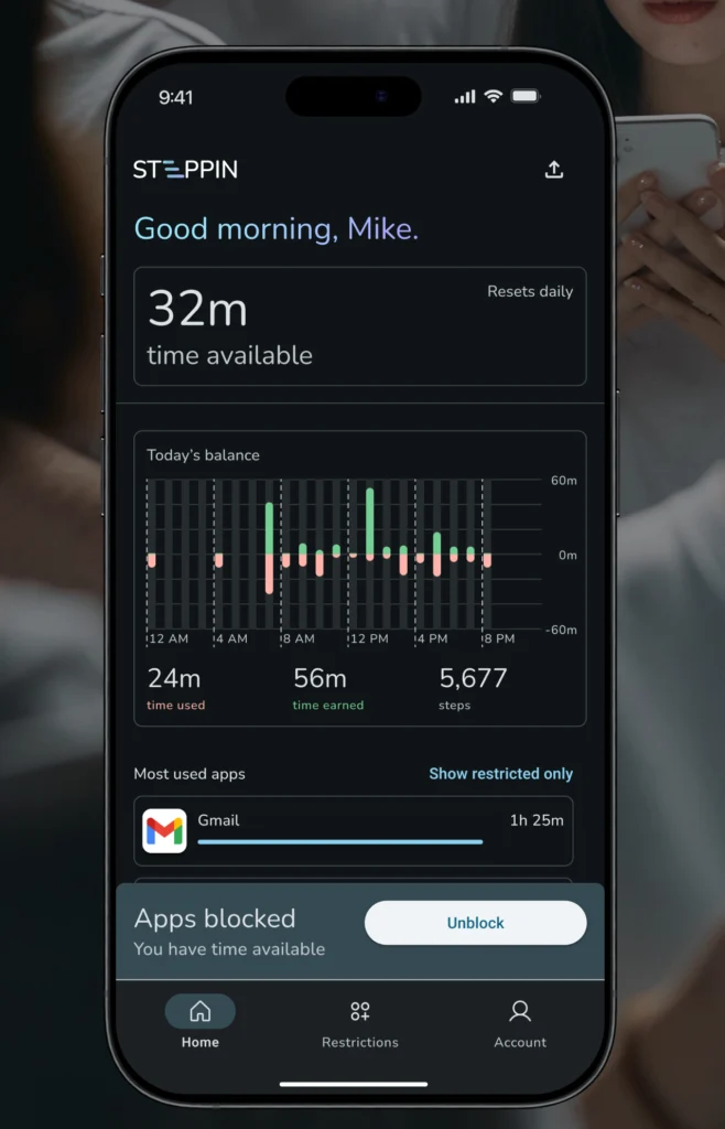 Steppin app interface
