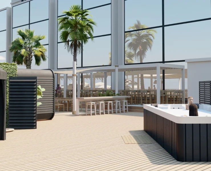 A rendering of Fit Social's exterior.
