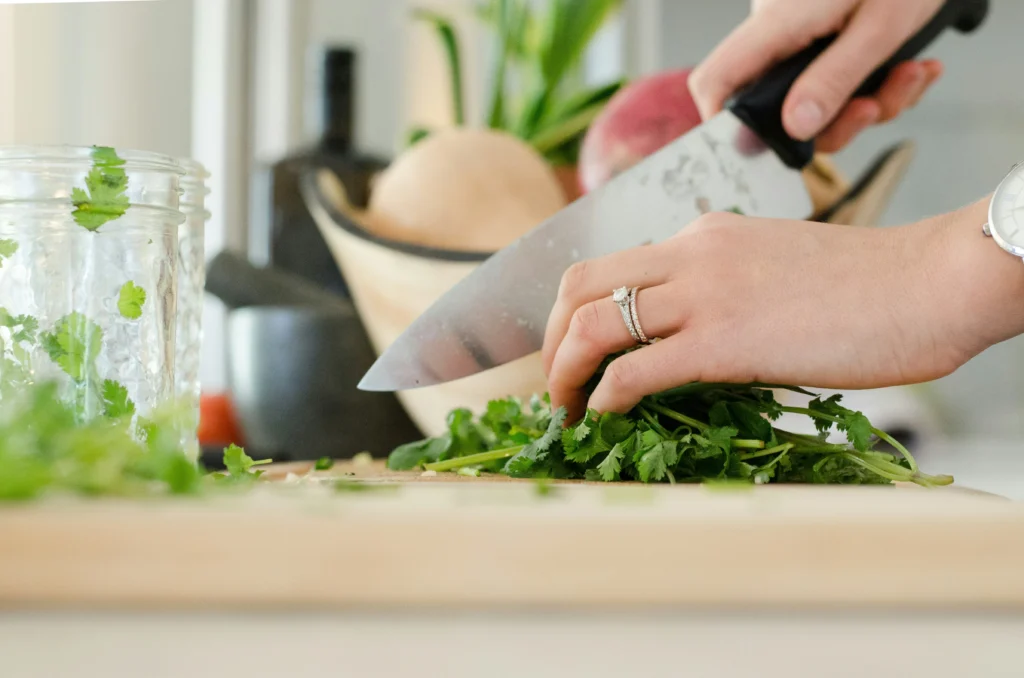 healthy cooking/chopping herbs