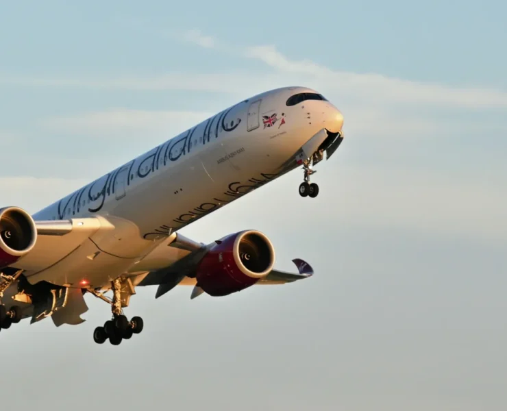 a Virgin Atlantic plane in flight.