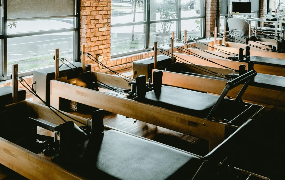 rows of Pilates reformers