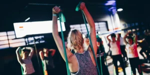 people at the gym working out